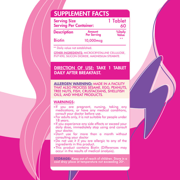 Biotin 10000MCG-60Serv.-60Coated Tablets