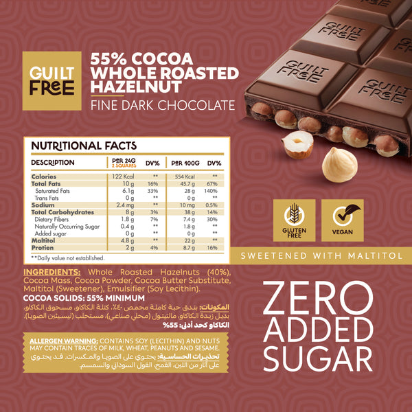 Guilt Free Chocolate Bar 130G-Hazelnut Chocolate
