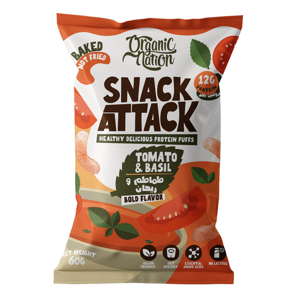 Snack Attack High quality protein Puffs Tomato and Basil